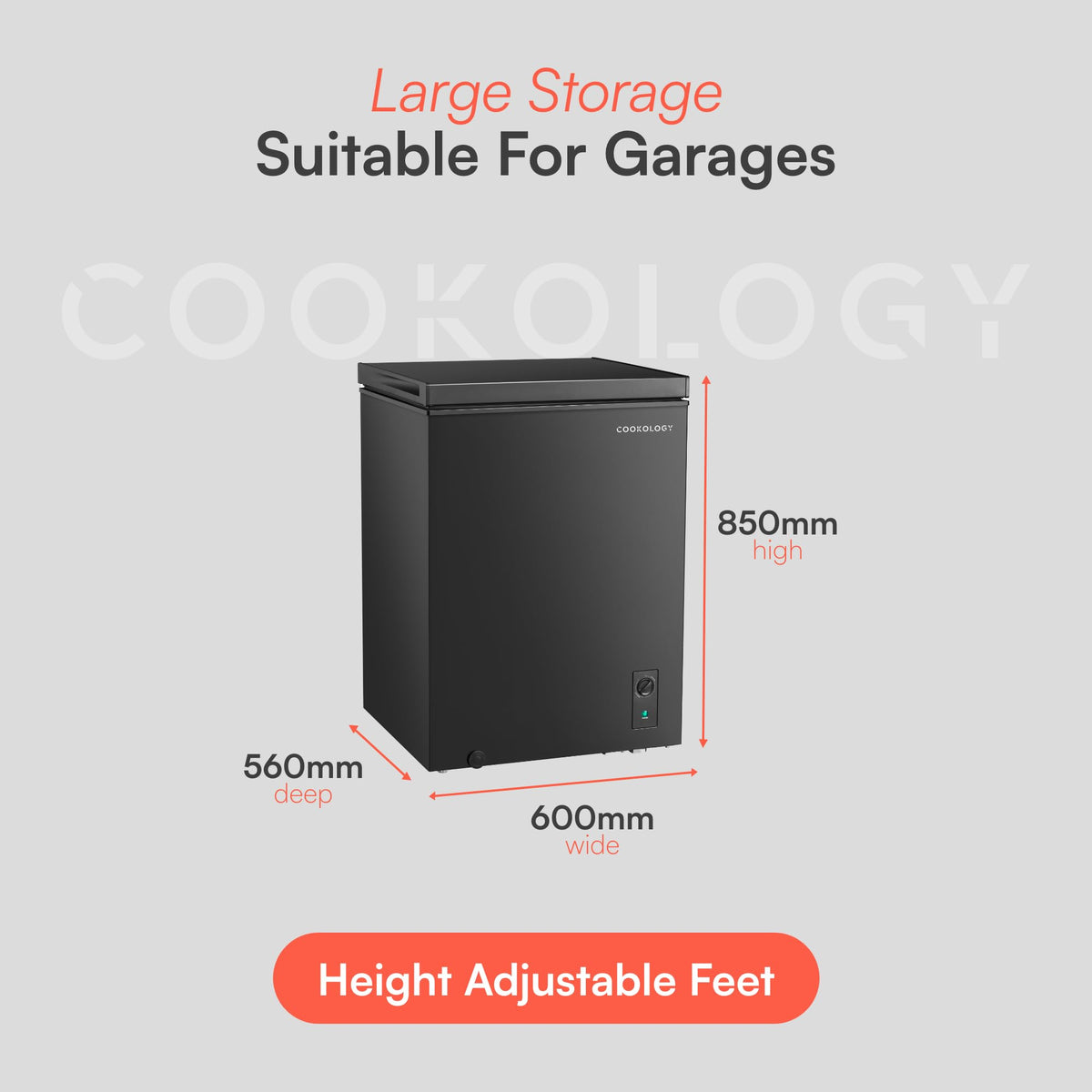 Cookology 99L Freestanding Chest Freezer - Adjustable Feet - White