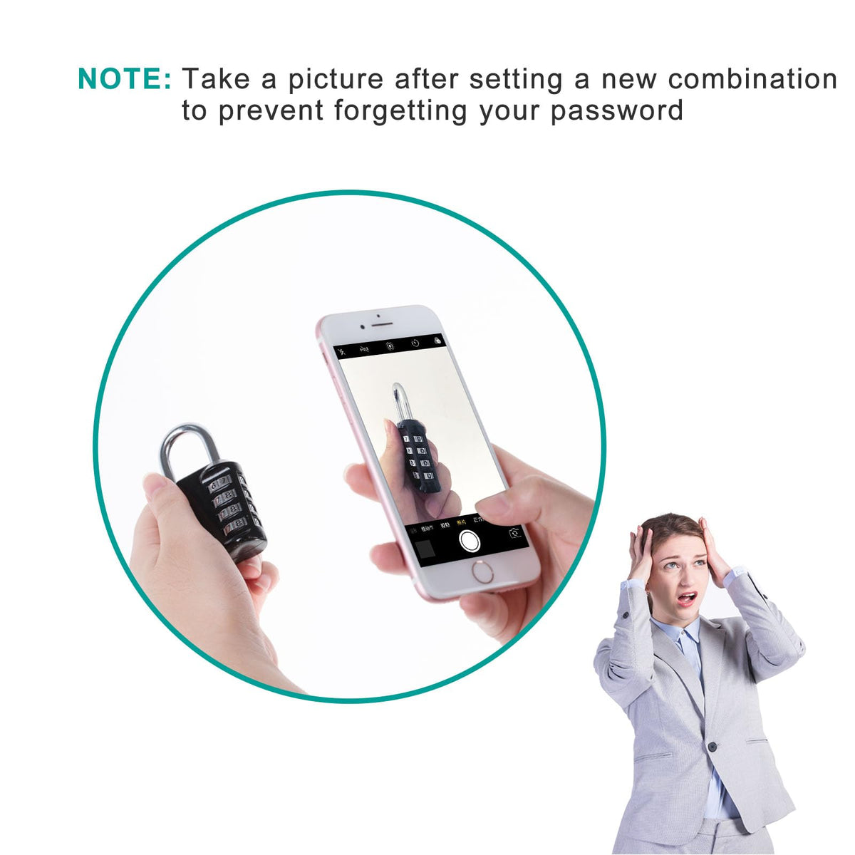 ZHEGE Combination Padlock, 4 Digit Coded Padlock (Sky Blue)