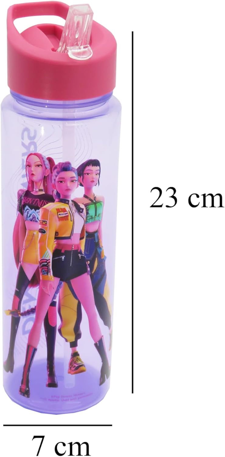 K-pop Demon Hunters (Trio Plastic Drinks Bottle, 24oz/700ml Capacity, Officially Licensed Product, Reusable K-Pop Water Bottle for Fans & Fitness, Pink