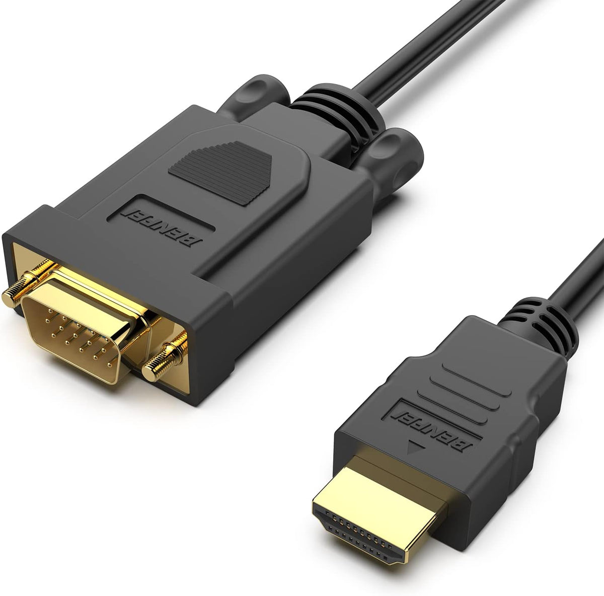 BENFEI HDMI to VGA, Gold-Plated HDMI to VGA 4.5M Cable (Male to Male) for Computer, Desktop, Laptop, PC, Monitor, Projector, HDTV, Chromebook, Raspberry Pi, Roku, Xbox and More - Black