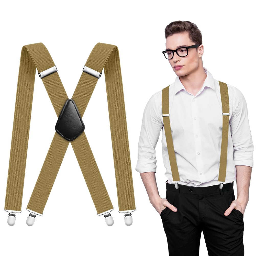 Aomig Mens Braces, Mens Suspenders with Strong Metal Clips, 3.5cm Wide Heavy Duty Suspenders for Men Women Business Wedding Casual