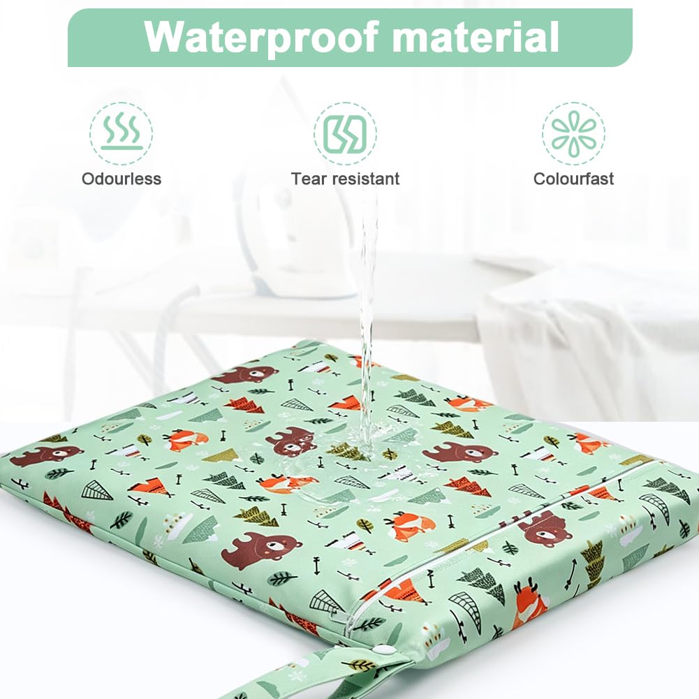 2PCS Wet Bags for Baby Items, Wet Swimsuits, Beach, Camping(Black)