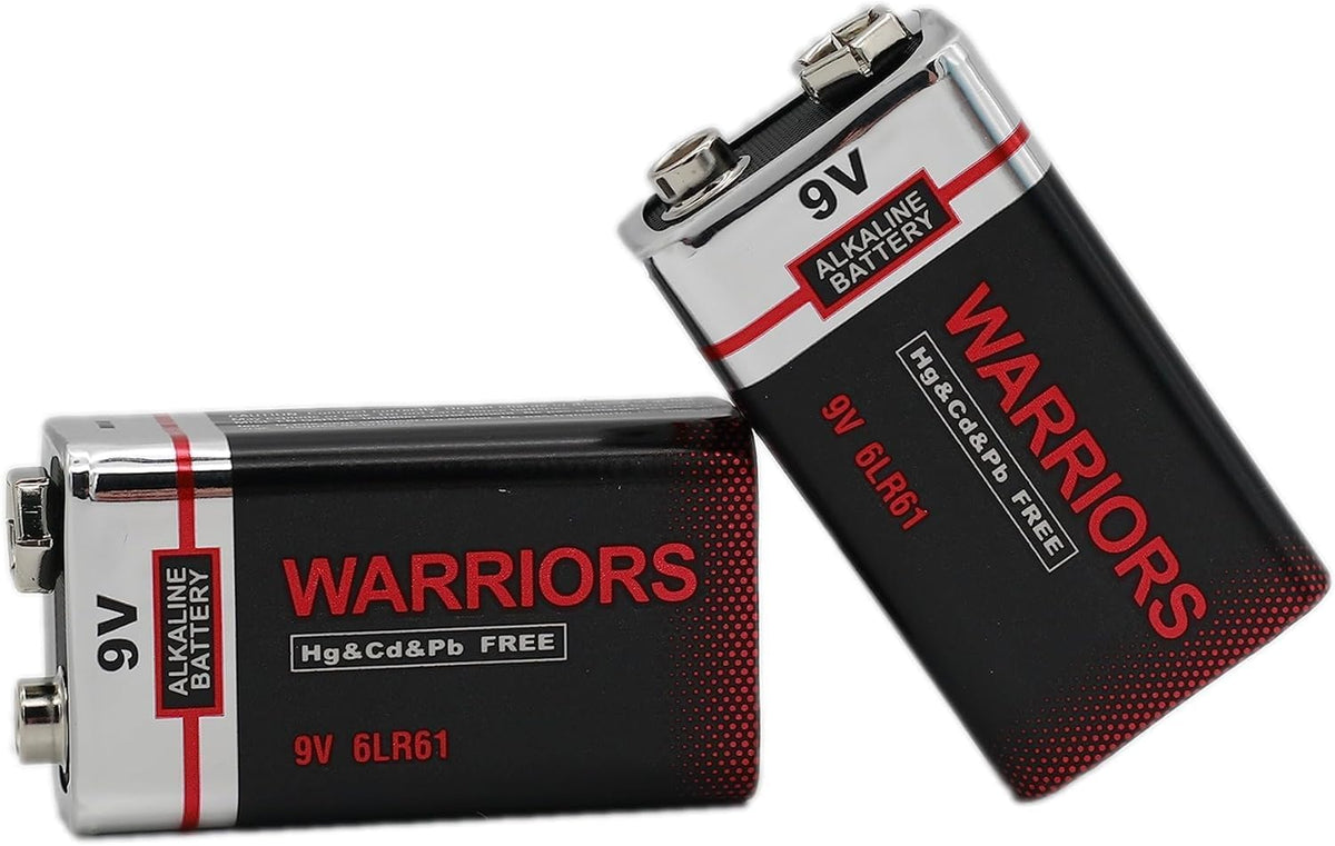 Warriors 2X 9V Alkaline Batteries, 6LR61, Long Lasting Power