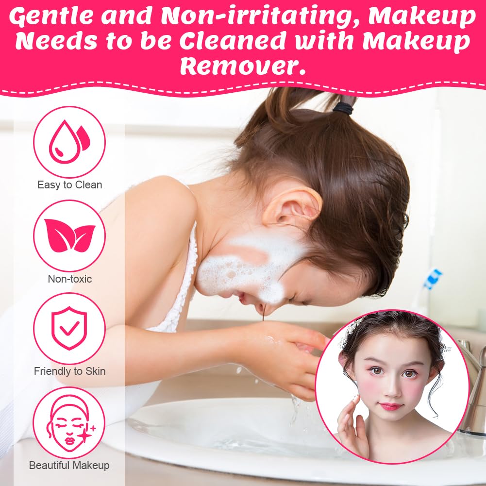 Aomig 18 Colors Kids Makeup Sets for Girls, Washable Children's Make Up Kit with Mirror, Non-Toxic Cosmetic Beauty Set Gift for Kids, Princess Pretend Play Games Toys Birthday