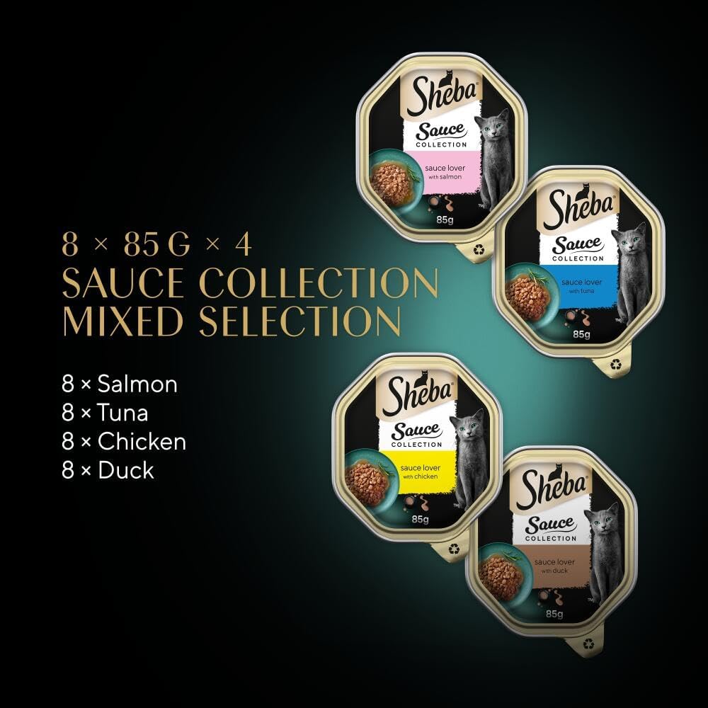 SHEBA Sauce Lover Cat Food Trays Mixed Collection 32 x 85 g