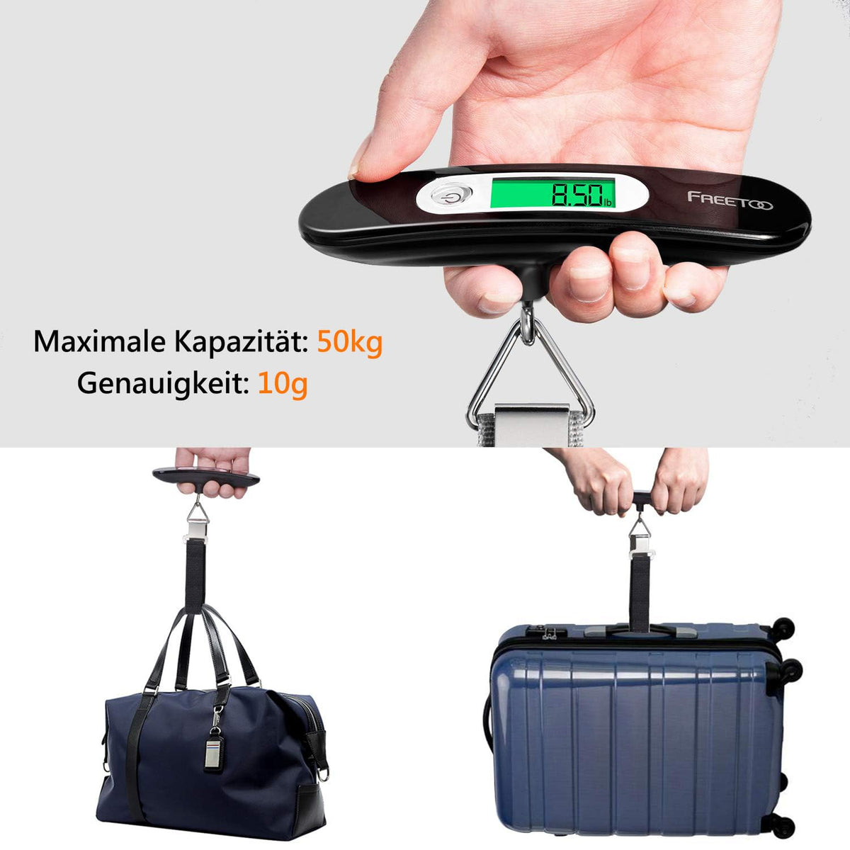 FREETOO Luggage Scale with Tare Function 110 Lb/ 50Kg Capacity, Black