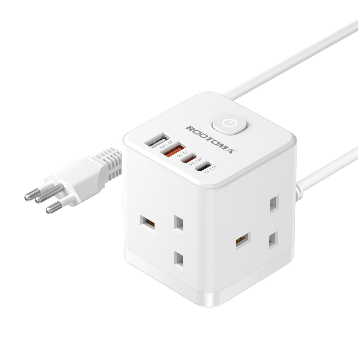 Japan Travel Adapter 3 Way 4 Fast Charging USB (QC3.0/PD20W)