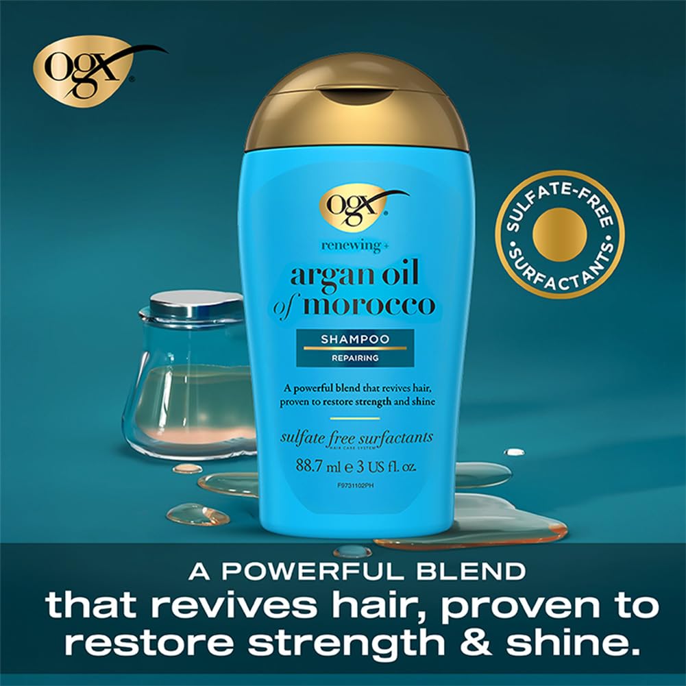 OGX Argan Oil of Morocco Sulfate Free Shampoo for Dry Hair, 385ml (Pack of 3)