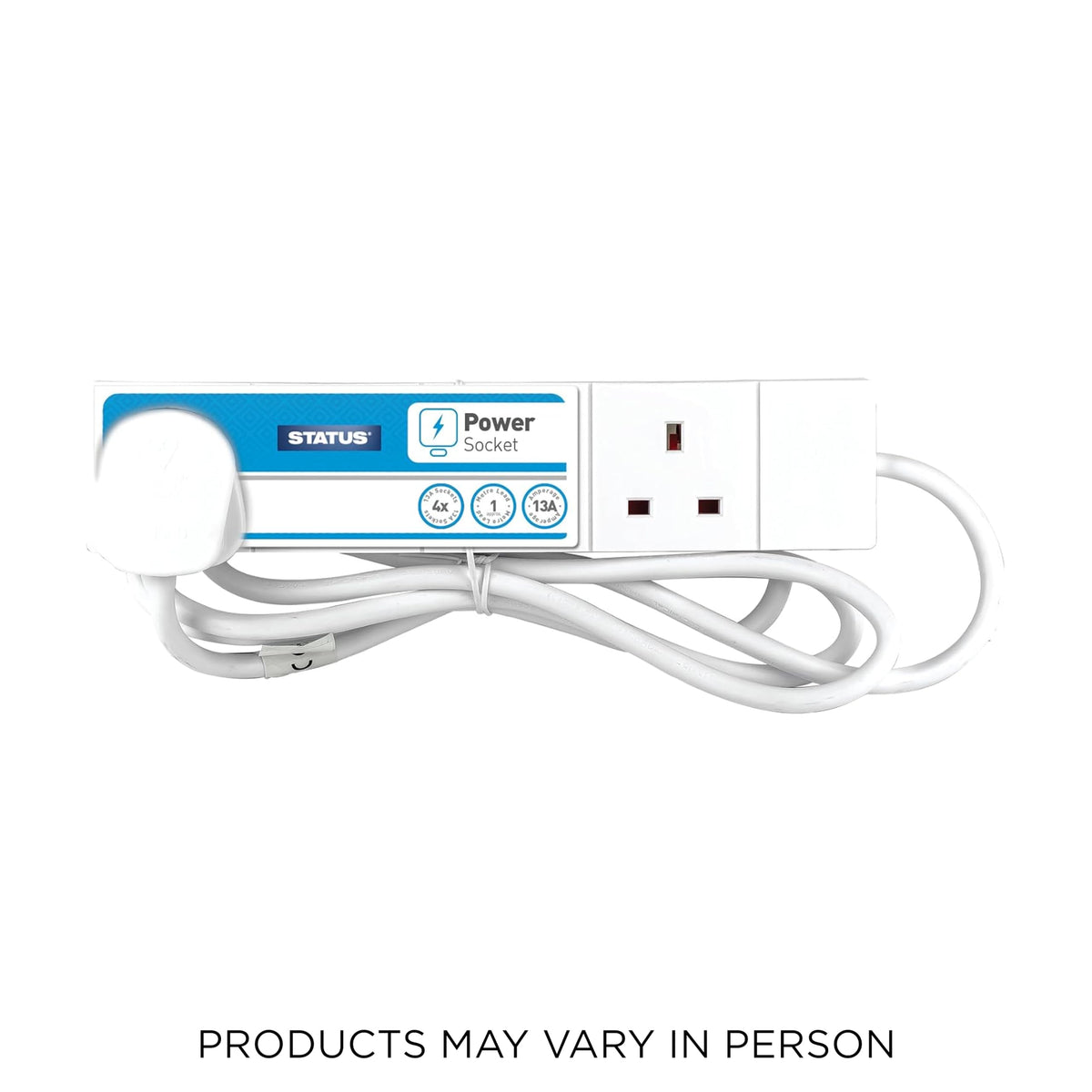 STATUS 6 Socket Extension Lead, 2m Multi-Plug Power Strip for Home, Office or Gaming Set-ups, White (S6W2MS12)