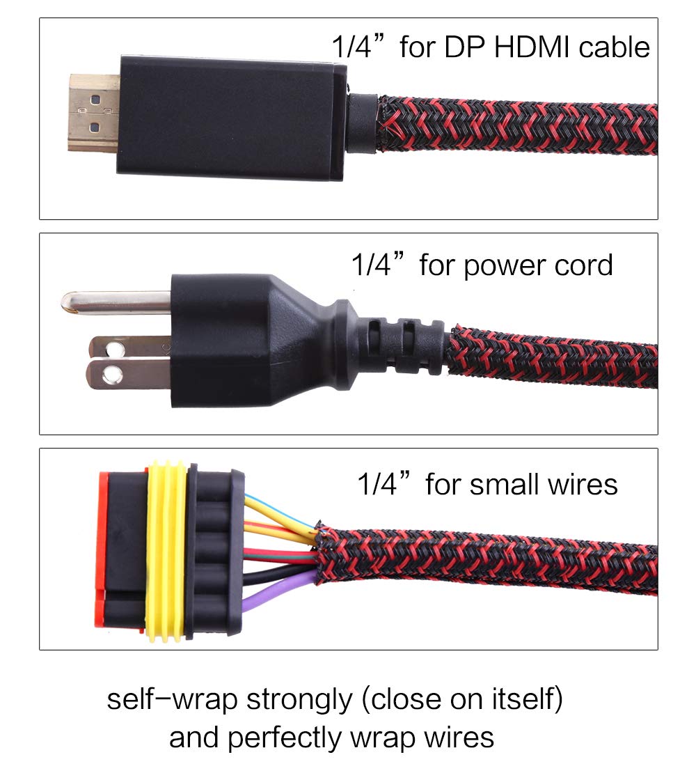 Alex Tech 10ft - 1/2 inch Cord Protector Wire Loom Tubing Cable Sleeve Split Sleeving for USB Power Cord Audio Video Cable – Protect Cat from Chewing Cords - Black