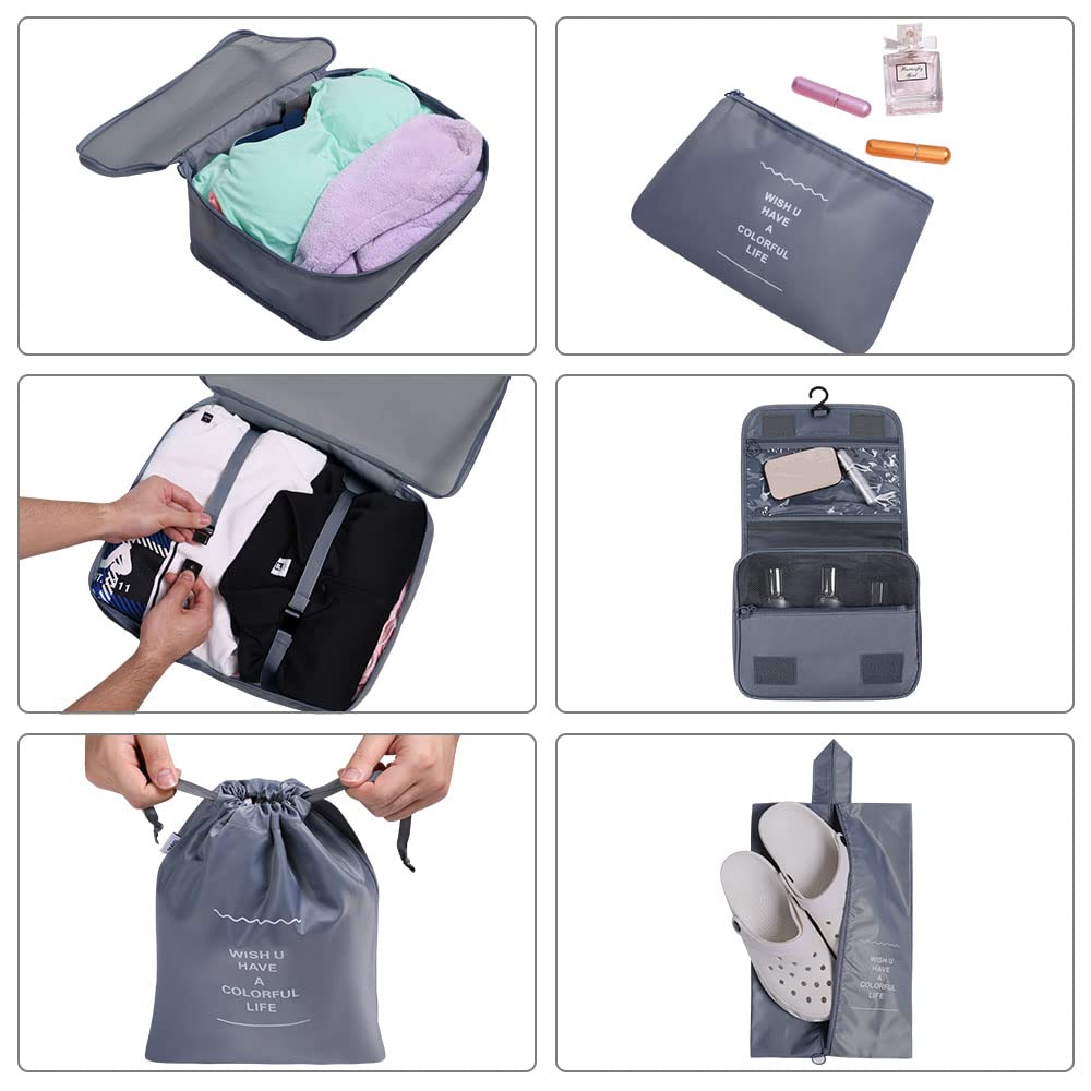 OSDUE Packing Cubes for Suitcase, 8PCS Thickening Travel Organiser Packing Bags Lightweight Travel Accessories Organizers Essentials Clothes Shoes Cosmetics Toiletries Storage Bags