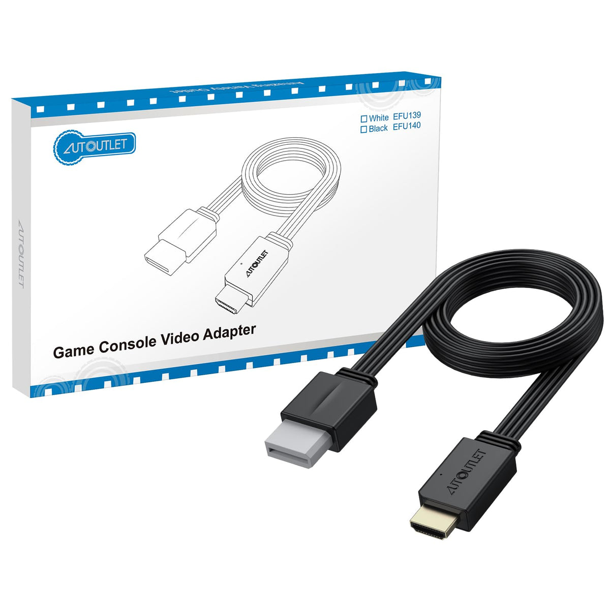 AUTOUTLET Wii to HDMI Converter 1080P 5ft/150 cm for Full HD Device, Adapter with HDMI Male Cable Output Compatible with Nintendo Wii, Wii U, HDTV, Monitor-Supports All Wii Display Modes