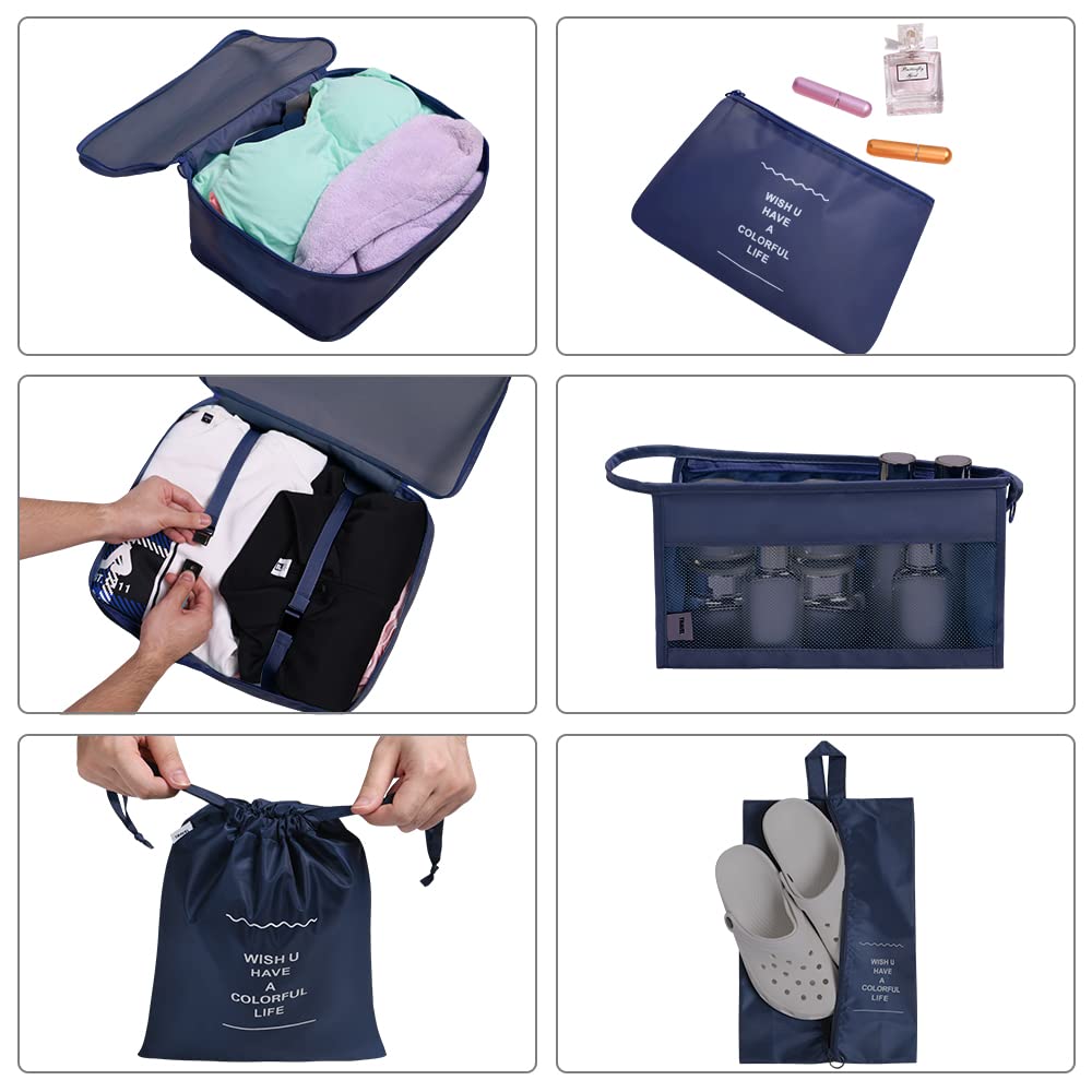 OSDUE Packing Cubes for Suitcase, 8PCS Thickening Travel Organiser Packing Bags Lightweight Travel Accessories Organizers Essentials Clothes Shoes Cosmetics Toiletries Storage Bags