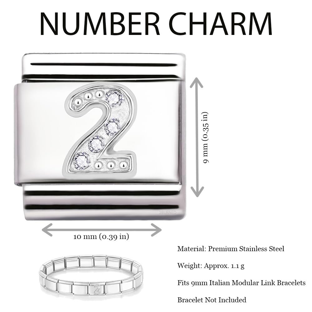 Italian Charm Link Number Birthday Milestones fit 9mm bracelet