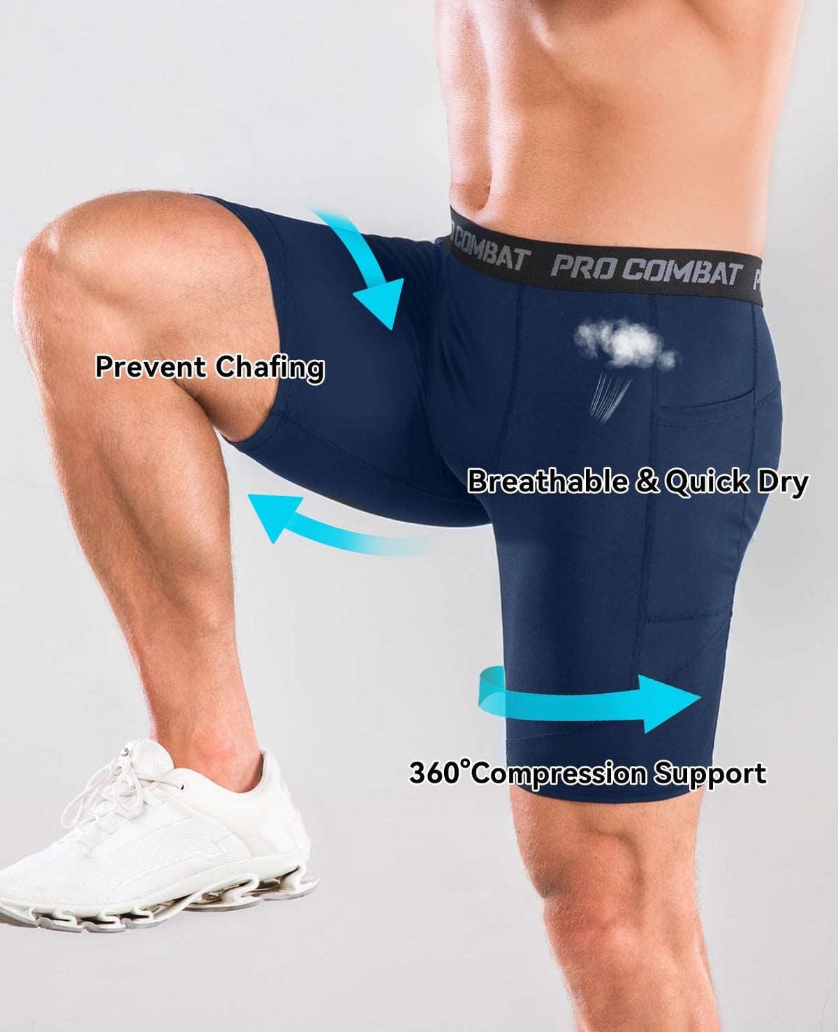 Niksa Compression Shorts Men, 1 Pack or 3 Packs Gym Running Shorts with Pockets Sports Anti Chafing Underwear Base Layer Shorts Quick-Drying Fabric Undershorts Men’s Workout Shorts