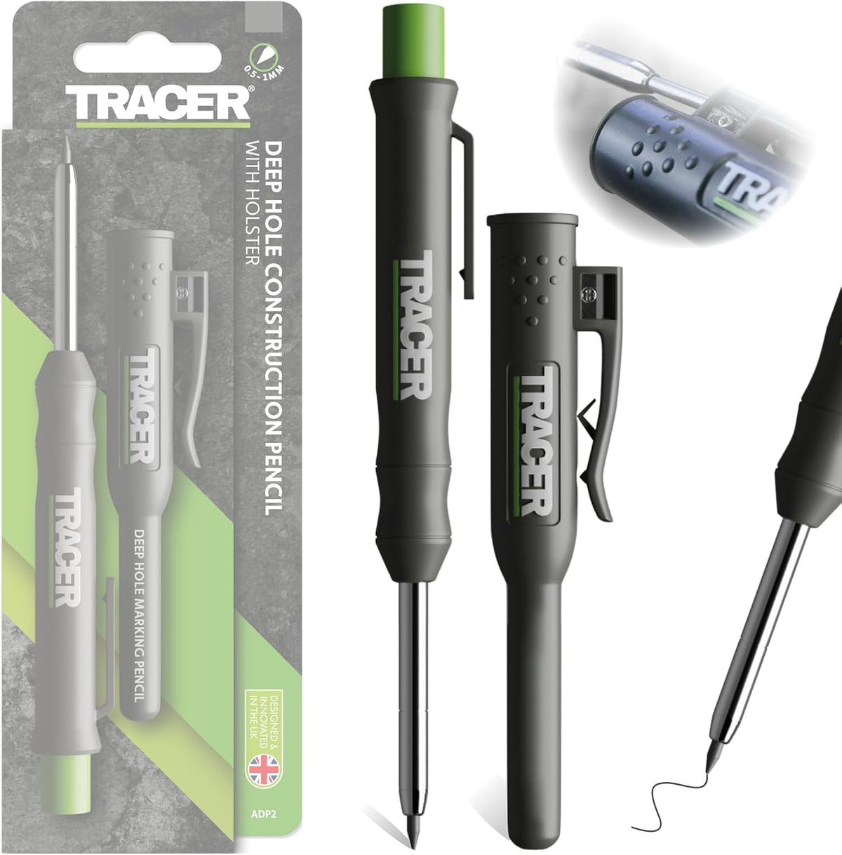 Tracer Deep Hole Carpenter Pencil | Work Pencil, Holster & Sharpener