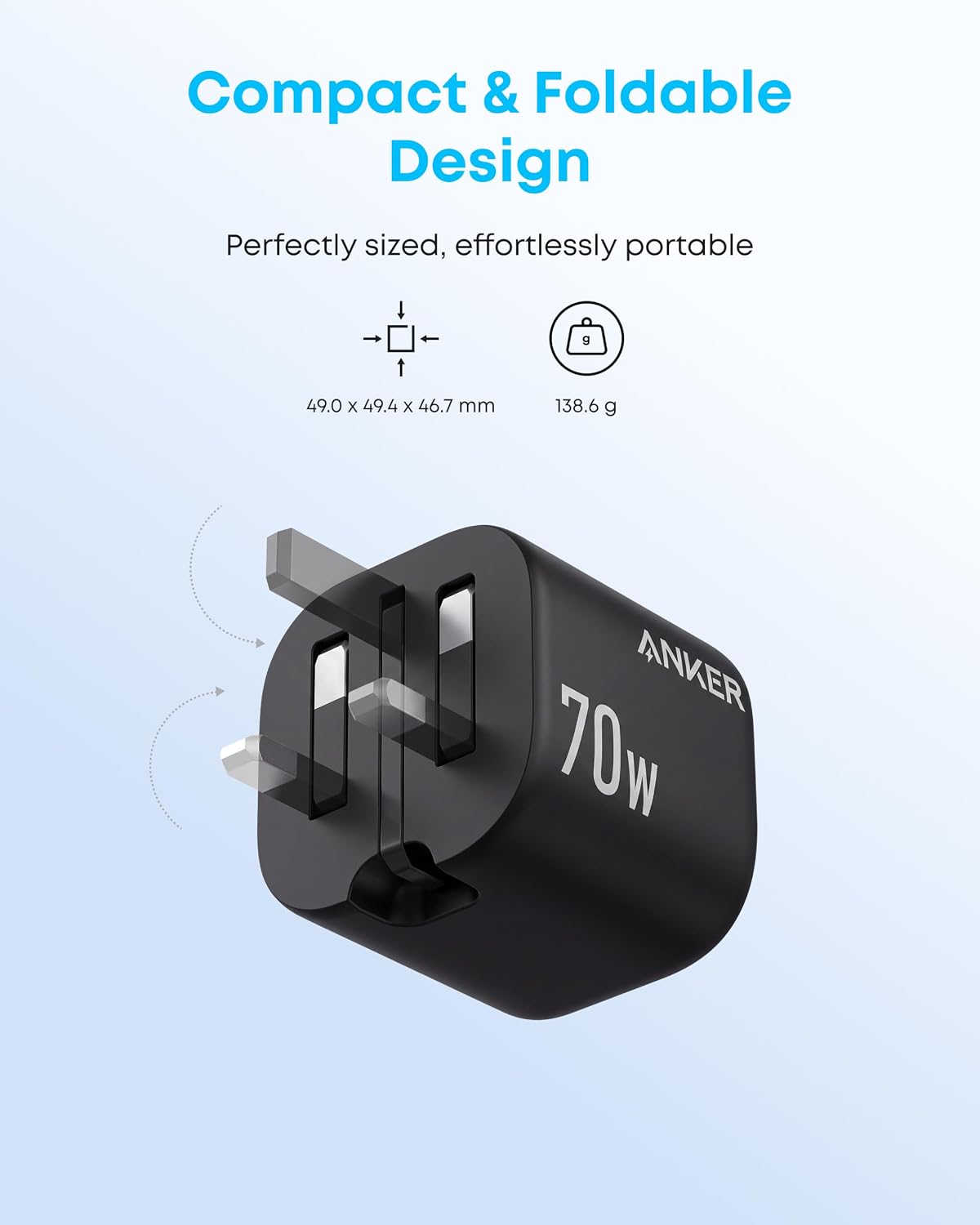 Anker Zolo 70W Fast usb c Charger, 4-Port Folable Laptop Adapter Plug