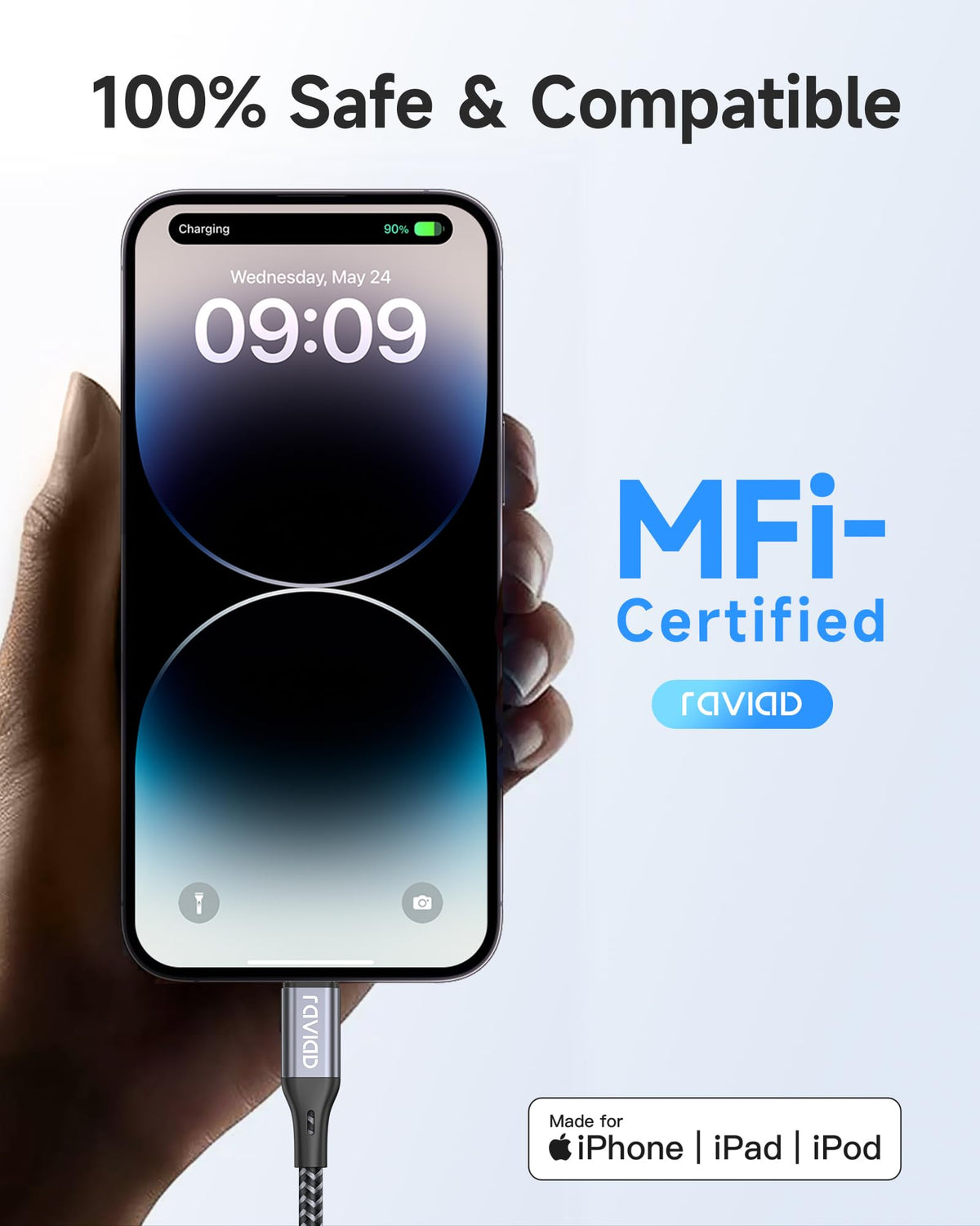 RAVIAD Long iPhone Charger Cable 3M 2Pack MFi Certified Lightning Cable