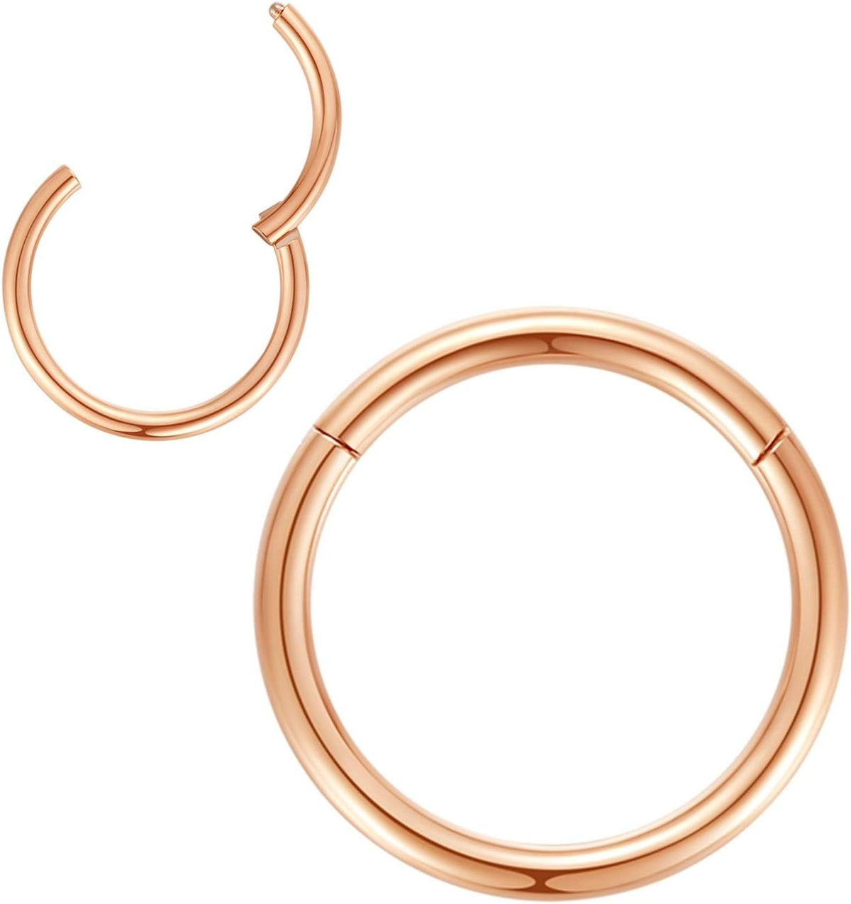 316L Surgical Steel Hinged Nose Rings Hoop Suptum Ring Body Piercing Lip Rings Helix Cartilage Rook Earrings 20G 18G 16G 14G 12G 10G 8G, Diameter 5mm to 16mm, Gold-Rose Gold-Silver-Black