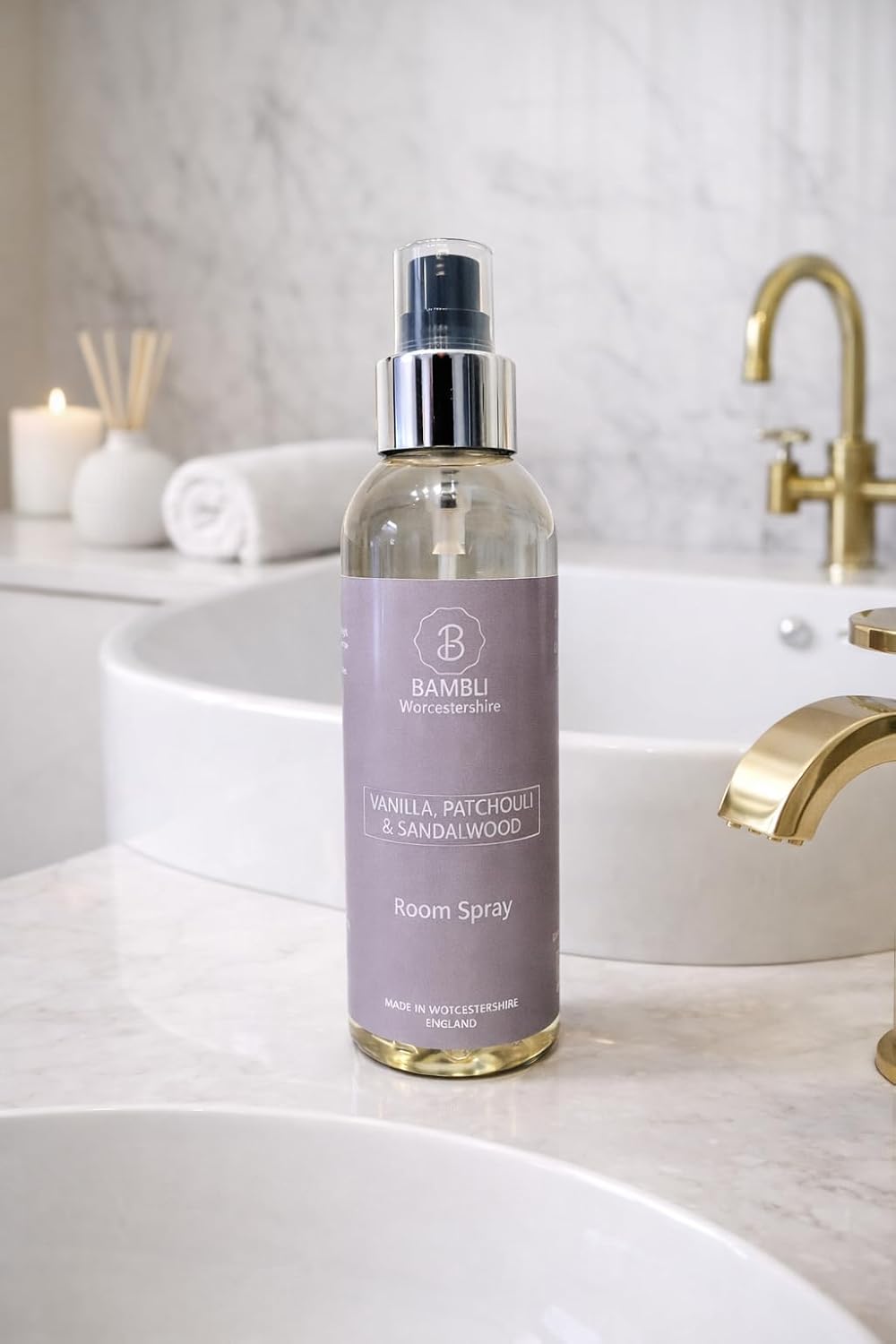 Bambu Vanilla, Patchouli & Sandalwood Luxury Room Spray 150ml – Long-Lasting Home Fragrance & Air Freshener for Bedroom, Bathroom & Office