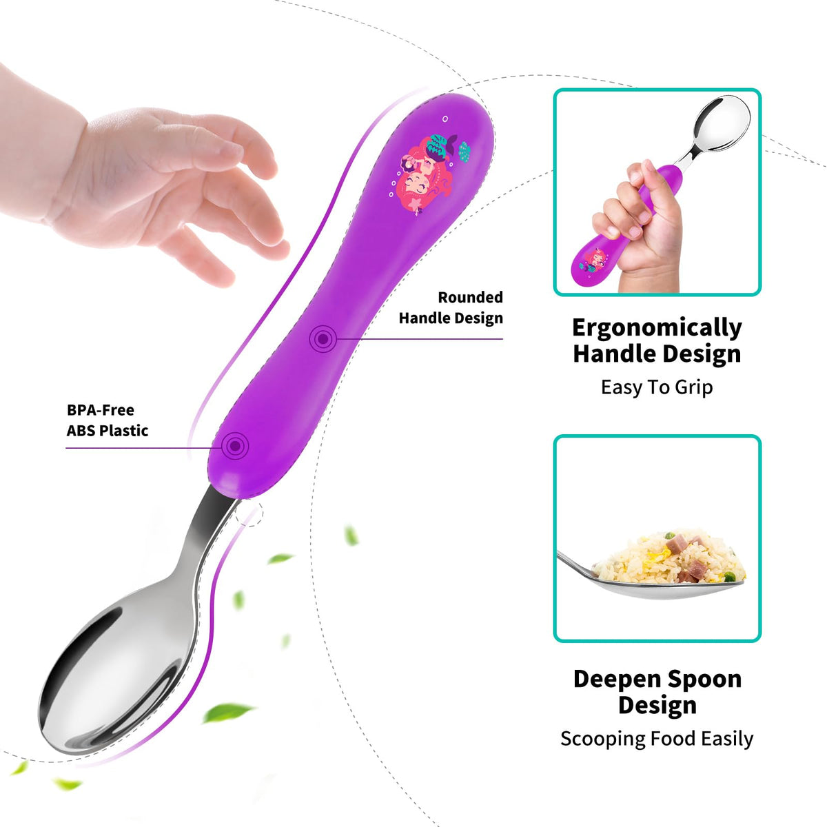 Lehoo Castle Stainless Steel Toddler Cutlery Set, 6-Piece Dinosaur Design