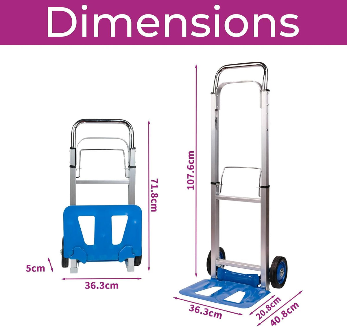 Neo Heavy Duty Aluminium Folding Sack Trolley Hand Truck Barrow Transport Wheels Extendable Handle (100 kg))