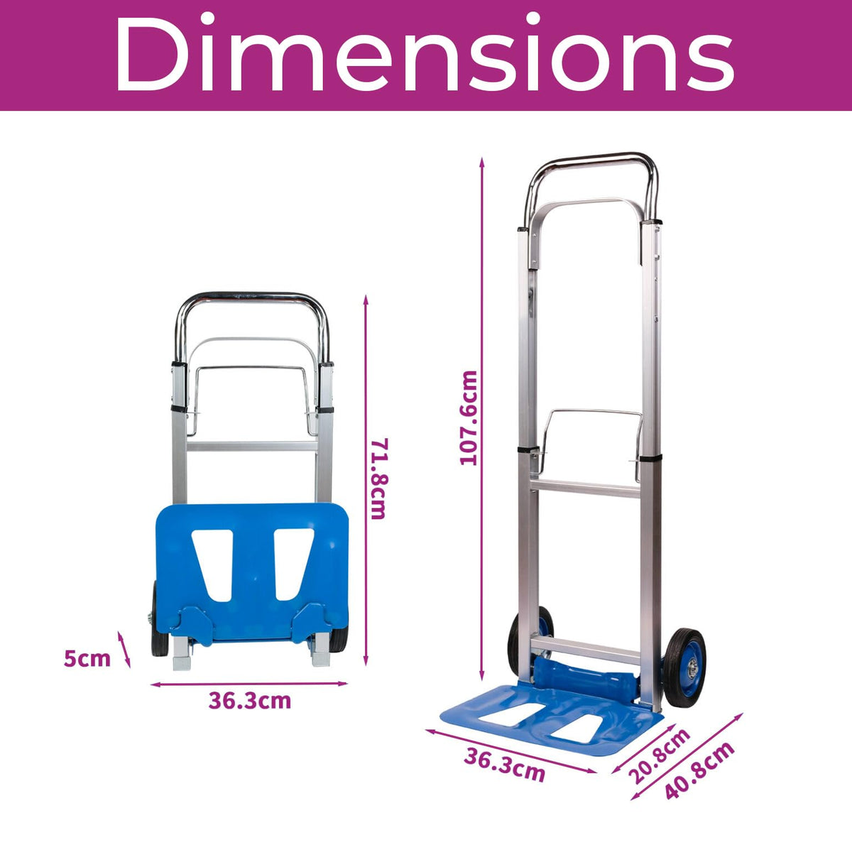 Neo Heavy Duty Aluminium Folding Sack Trolley Hand Truck Barrow Transport Wheels Extendable Handle (100 kg))