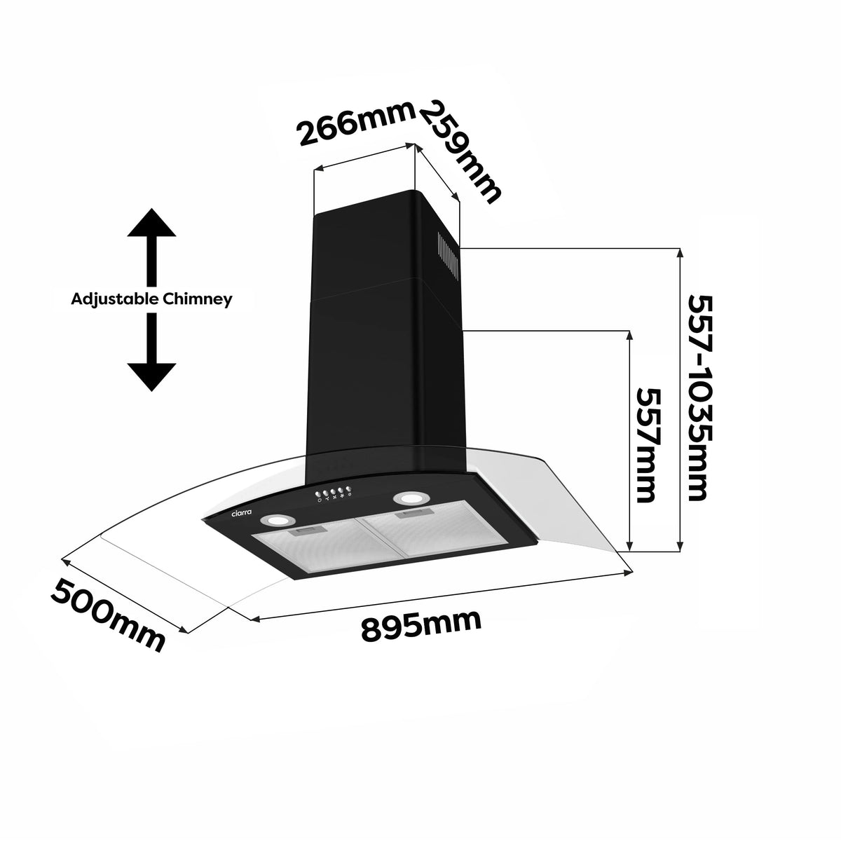 CIARRA 60cm White Angled Cooker Hood, Gesture Control, A+++, CBCW6736A