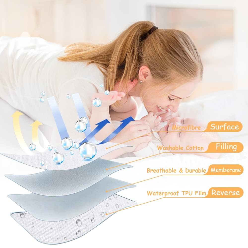 Yoofoss Waterproof Mattress Cover - Fitted Crib Mattress Protector - Hypoallergenic Baby Bed Sheet (60 X 120CM)