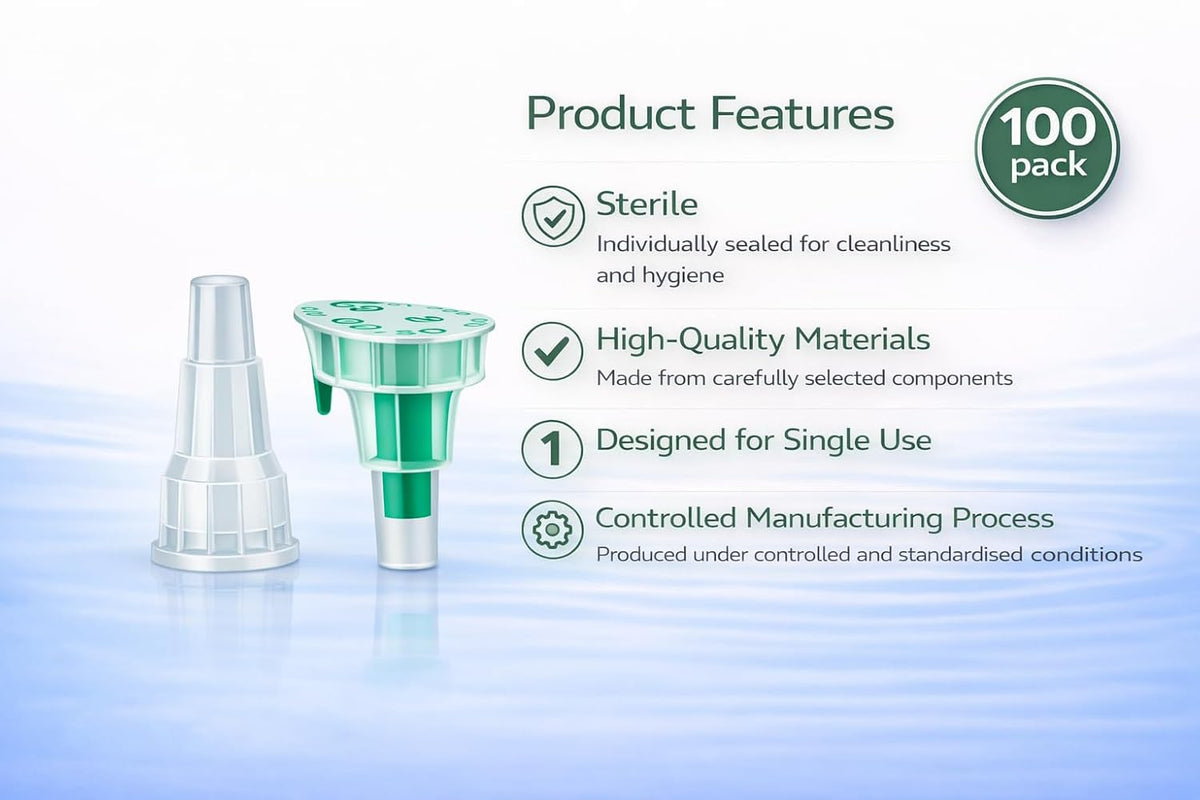 Sterile Disposable Pen Tips 32G (0.23 x 4 mm) – 100 pcs, Individually Wrapped, Universal Fit for Laboratory & Industrial Use