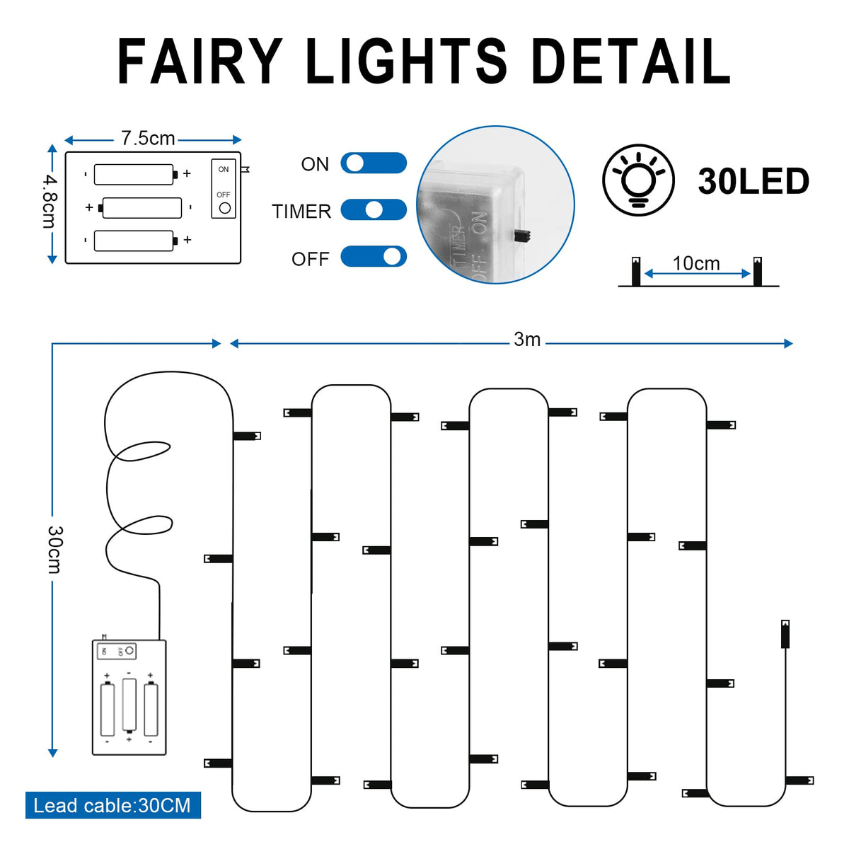 cshare LED Fairy Lights, 5M/16.4Ft 50LEDs with Timer (6 Hours ON | 18 Hours Off) is Battery Operated for Room,Patio,Halloween,Christmas,Indoor/Outdoor Decoration| Cool White