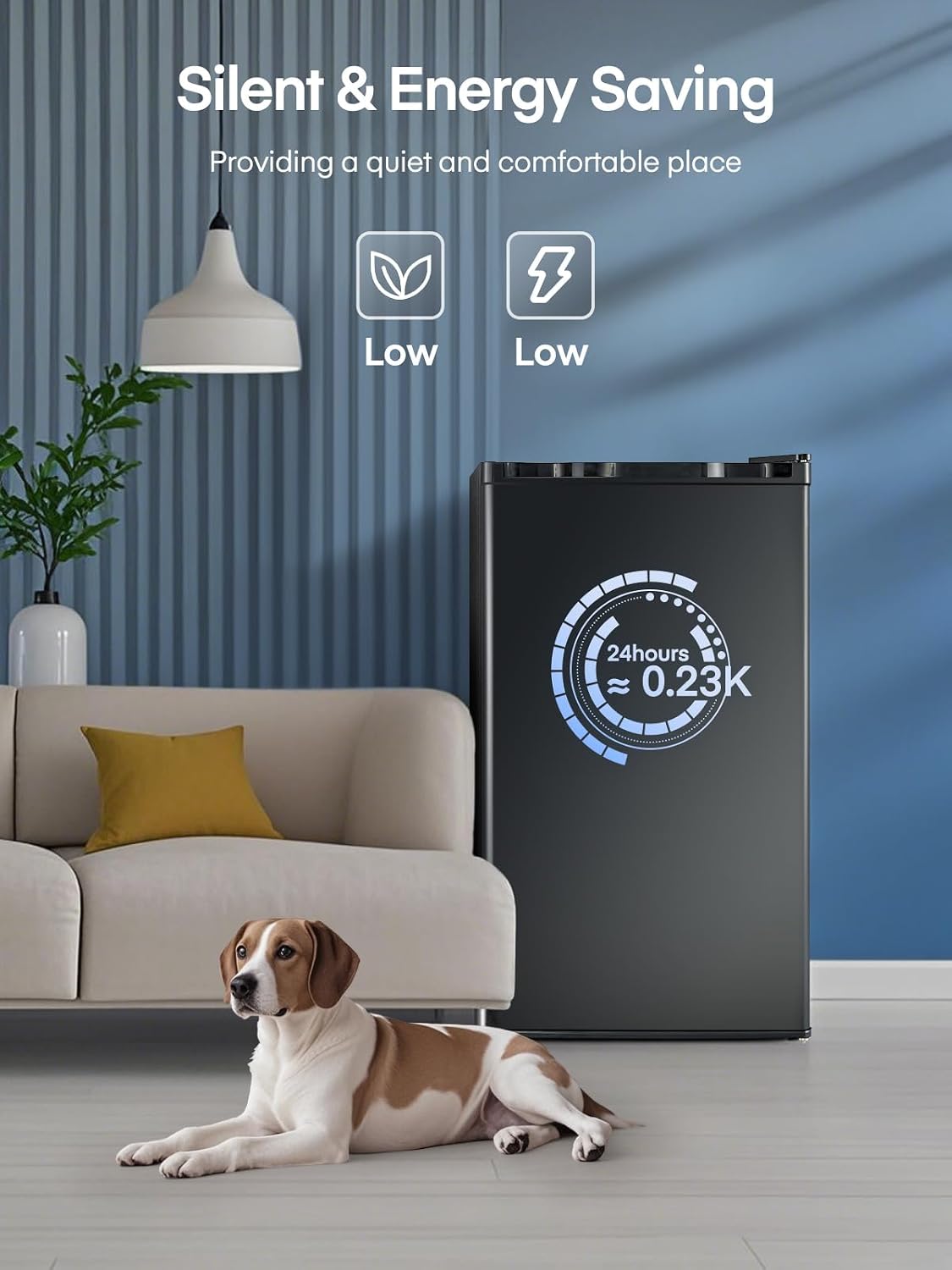 FOHERE Under Counter Fridge 90L, Freestanding Refrigerator with Chiller Box, Adjustable Thermostats & Legs, Removable Shelf, Reversible Door, Energy Efficient, Black