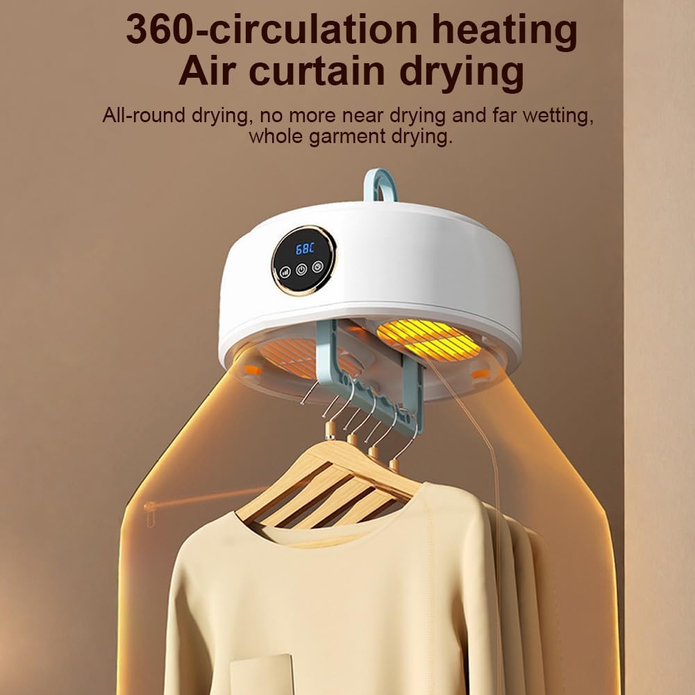 Slim Portable Clothes Dryer, Electric Portable Dryer for Travel and Indoor, Mini Compact Clothes Drying Machine, Portable Dryer Clothes with Heating, Foldable for Travel & Indoor