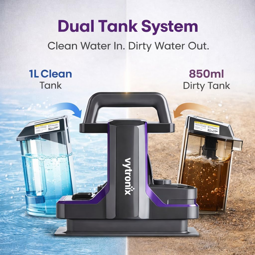Vytronix SWASH450P Spot & Stain Cleaner for Carpet, Upholstery & Car Seats – Powerful 450W Portable Spot Washer with Self-Clean Function, Dual Tanks, Pet Tool & Long Reach Hose – Compact Stain Remover