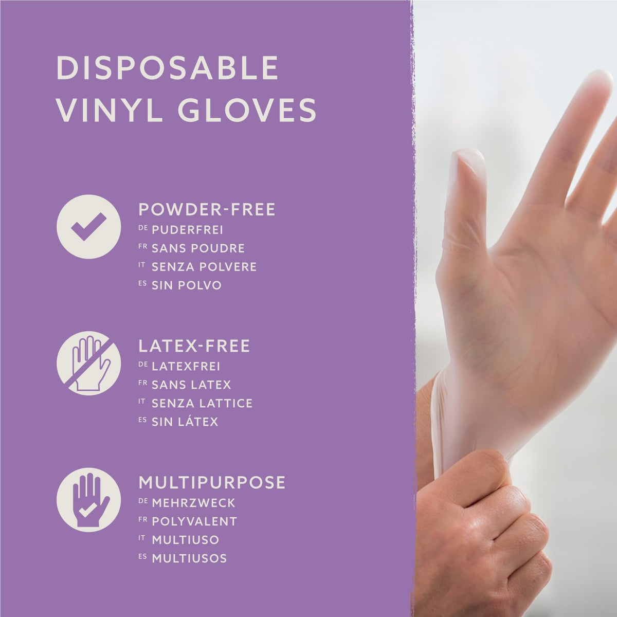 by Amazon Disposable Vinyl Gloves, Powder-free, Latex-free, Size S, Pack of 100, Transparent