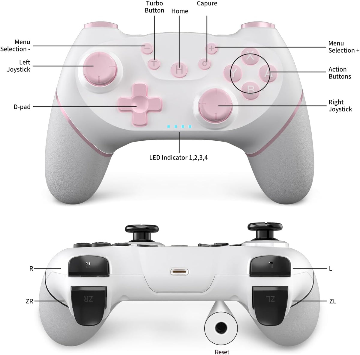 AceGamer 2pcs Wireless Controller for Switch 2/Switch/Lite/OLED, Controller for Switch Pro with Wake-up Function with One Button, Switch Pro Controller with Dual Vibration/Turbo/Screenshot