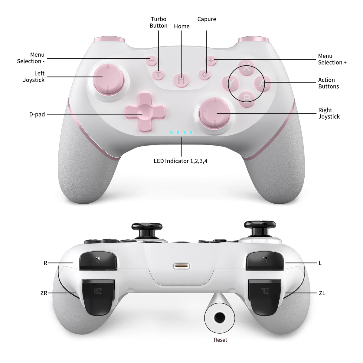 AceGamer 2pcs Wireless Controller for Switch 2/Switch/Lite/OLED, Controller for Switch Pro with Wake-up Function with One Button, Switch Pro Controller with Dual Vibration/Turbo/Screenshot