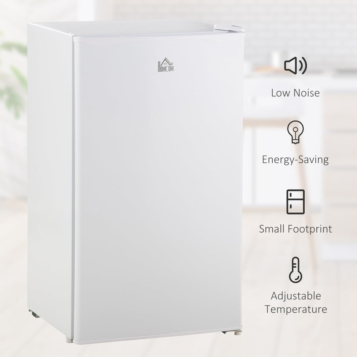 HOMCOM Under Counter Fridge 91L Small Fridge with Chiller Box Silver Tone