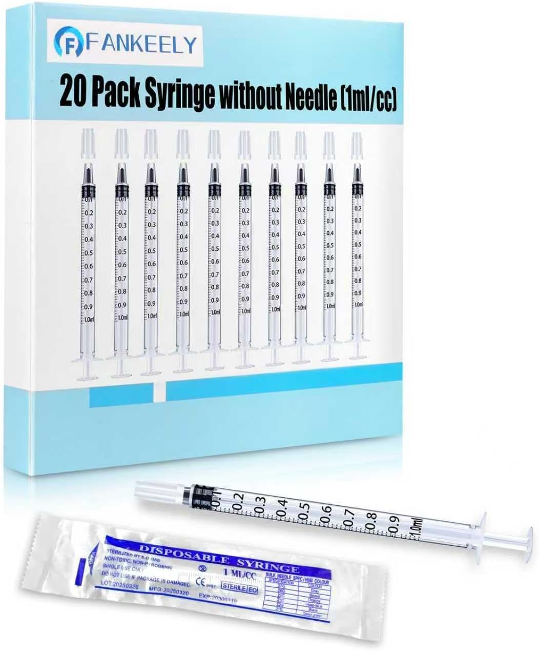 20pcs 1ml Colostrum Syringes with Caps, No Needle Colostrum Collection Kit