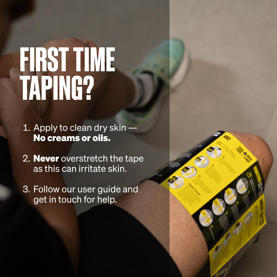SPORTTAPE Kinesiology Tape, 5cm x 5m, Black - Waterproof, Hypoallergenic