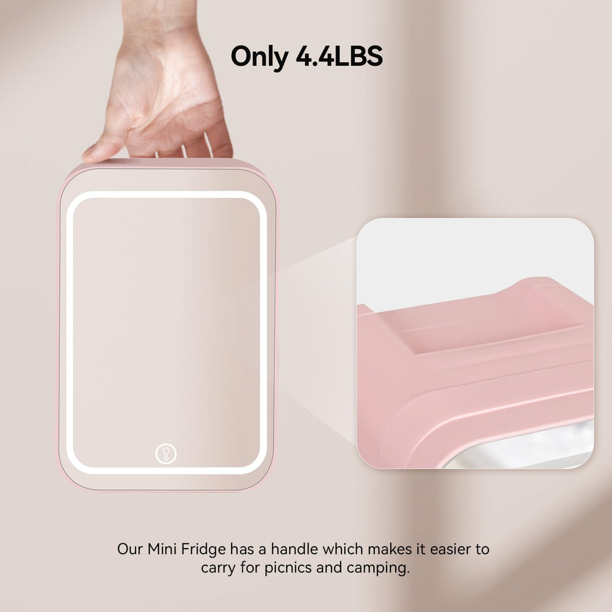 ARTETHYS Mini Fridge for Bedrooms, 8L Skincare Fridge with LED Mirror