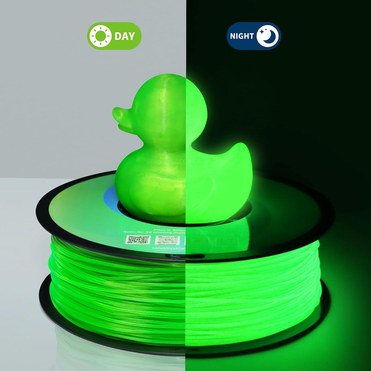 YOUSU 3D Printer Filament Bundle,Glow in The Dark Filament Multicolor,PLA Filament 1.75 mm,Green, Blue,Purple and Rainbow Accuracy +/- 0.03 mm,250g X 4 Pack