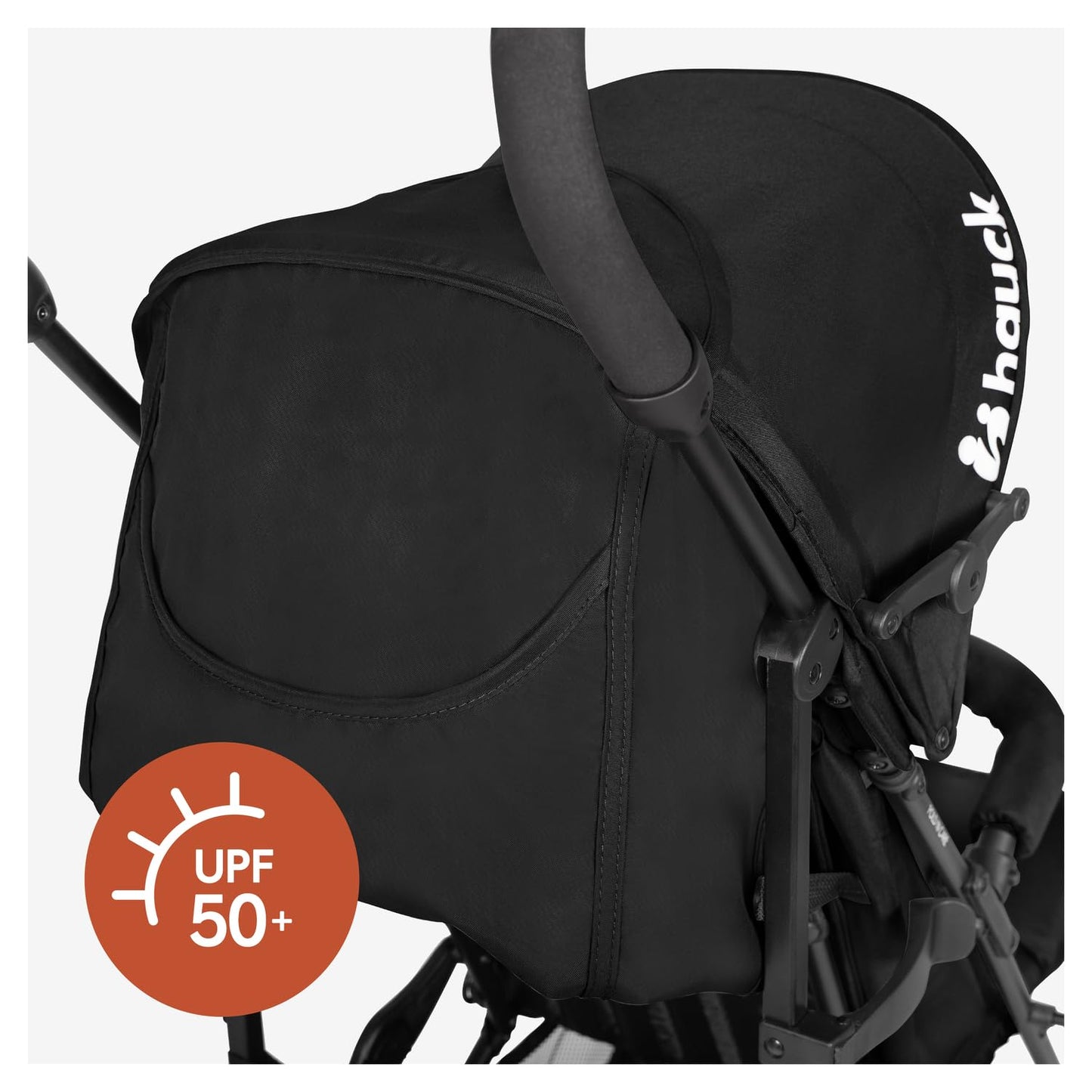 Hauck Fold N Care, Black (No Raincover) - Lightweight Umbrella Pushchair with Raincover from 6 Months to 22 kg, Lie Flat, Compact Fold, Sun Canopy UPF 50+, EVA Wheels, Large Basket, Travel Stroller