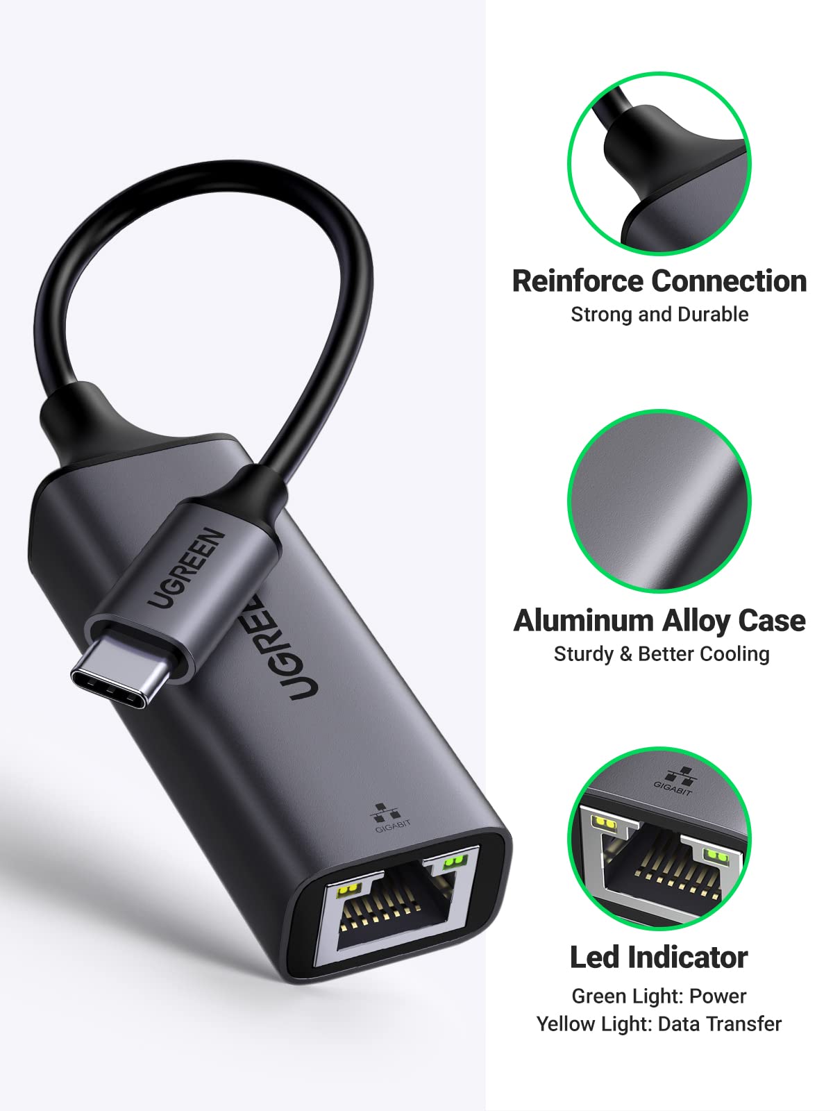 UGREEN USB C to Ethernet Adapter, Gigabit Wired Network Adapter