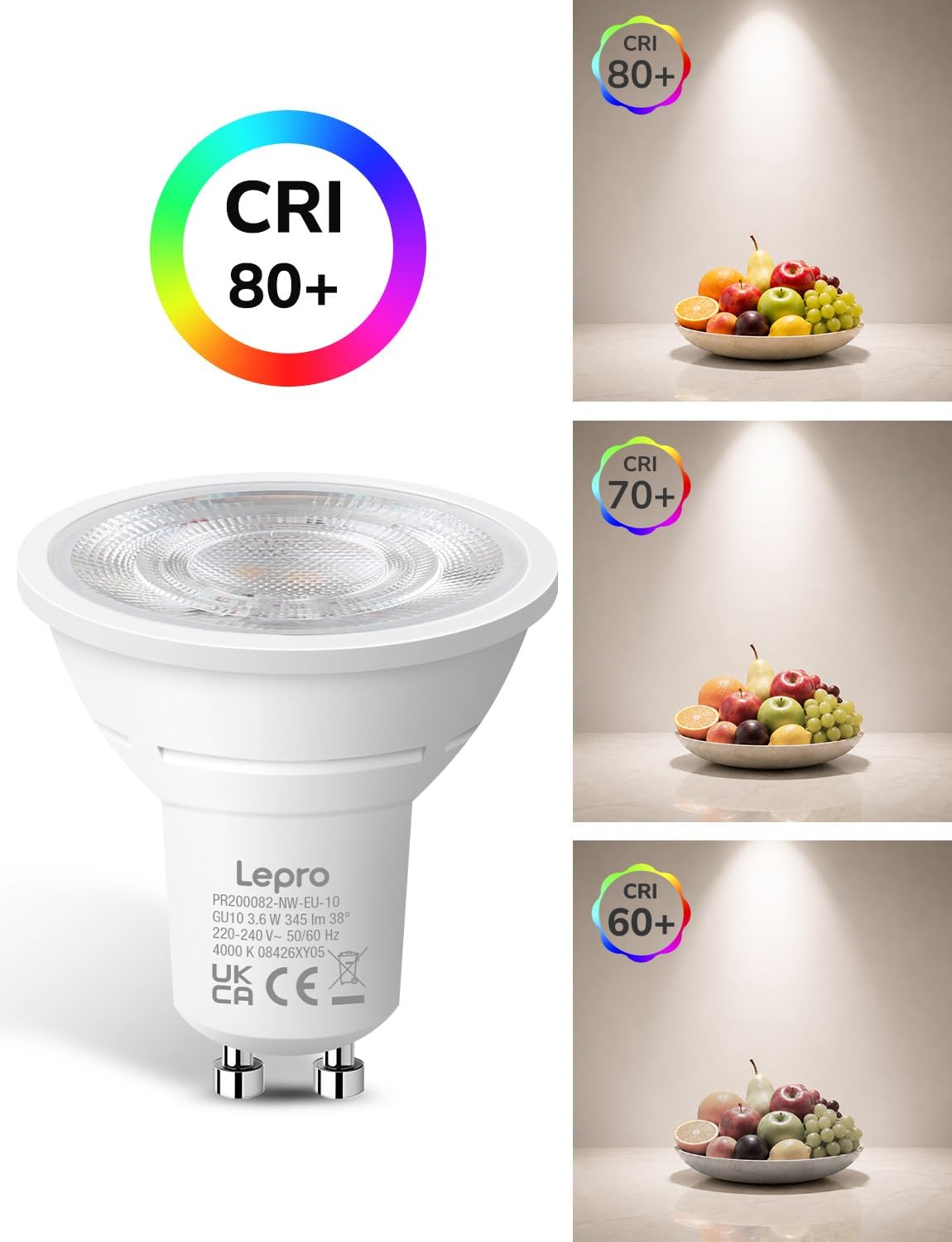 Lepro GU10 LED Spotlight Bulbs, Neutral White 4000K, 50W Equivalent,10-Pack