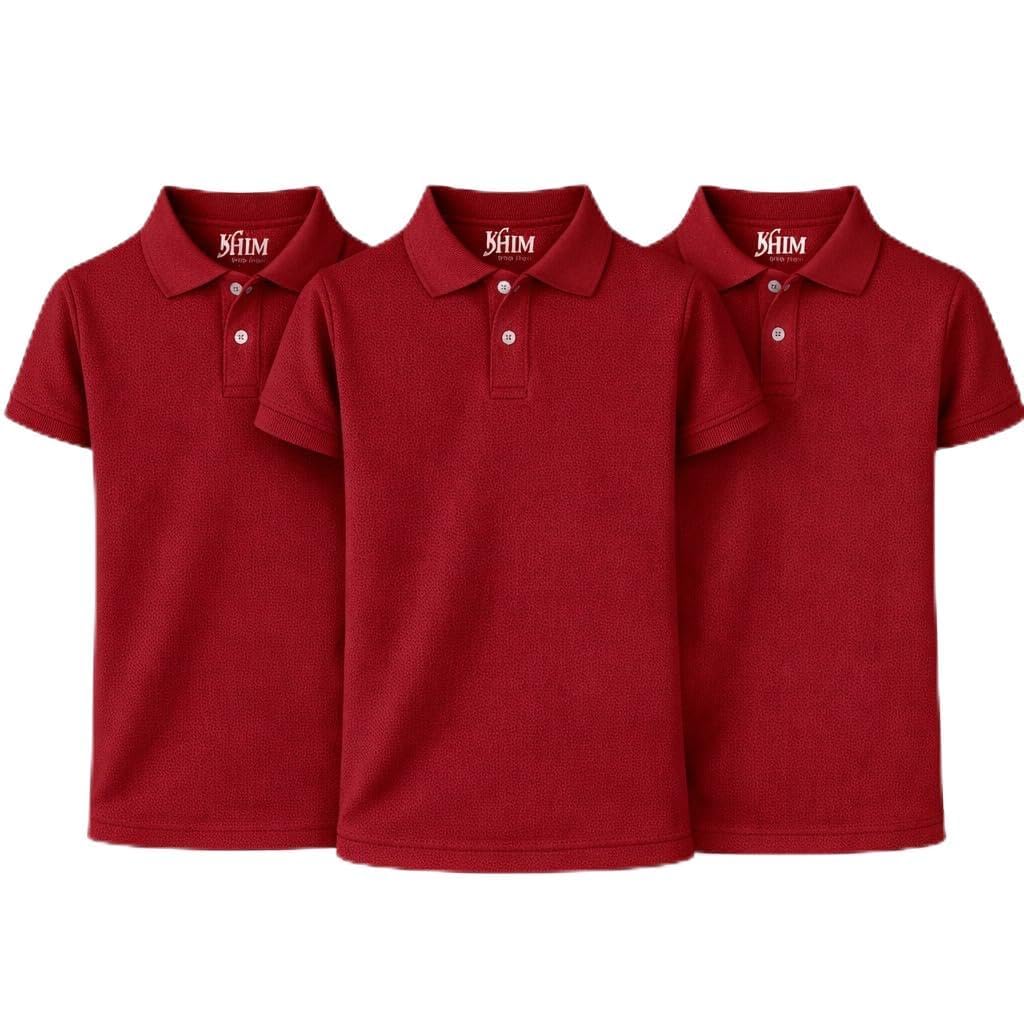 KHIM Unisex Polo Short Sleeve Polycotton Boys Girls School Uniform Plain Half Sleeve Shirts Sports Wear Indoor Outdoor