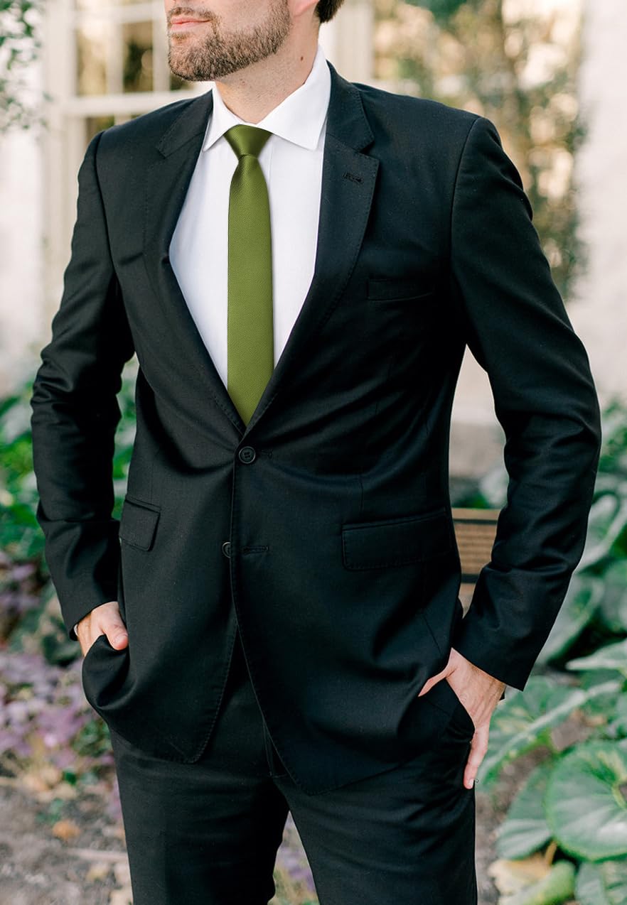 HISDERN Skinny Tie Solid Color 6cm Slim Ties for Men Wedding Classic Formal Business Necktie