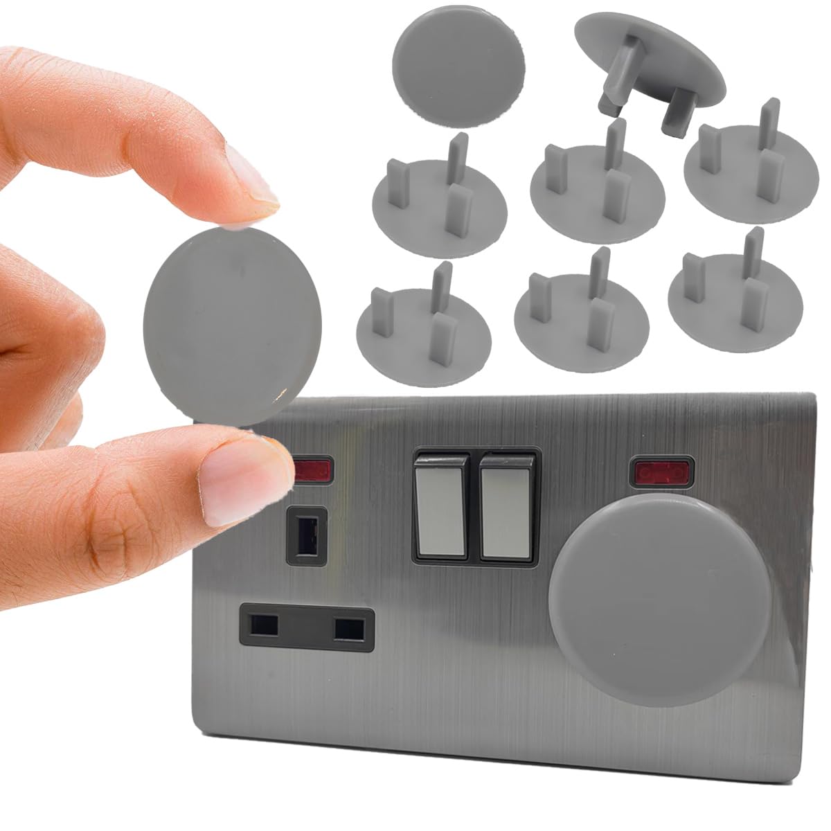 Baby Safety Socket Covers 10 Pack, Child Proof 3-Pin UK Plug Protectors, BPA-Free Socket Guards for Home Indoor, Easy to Install White