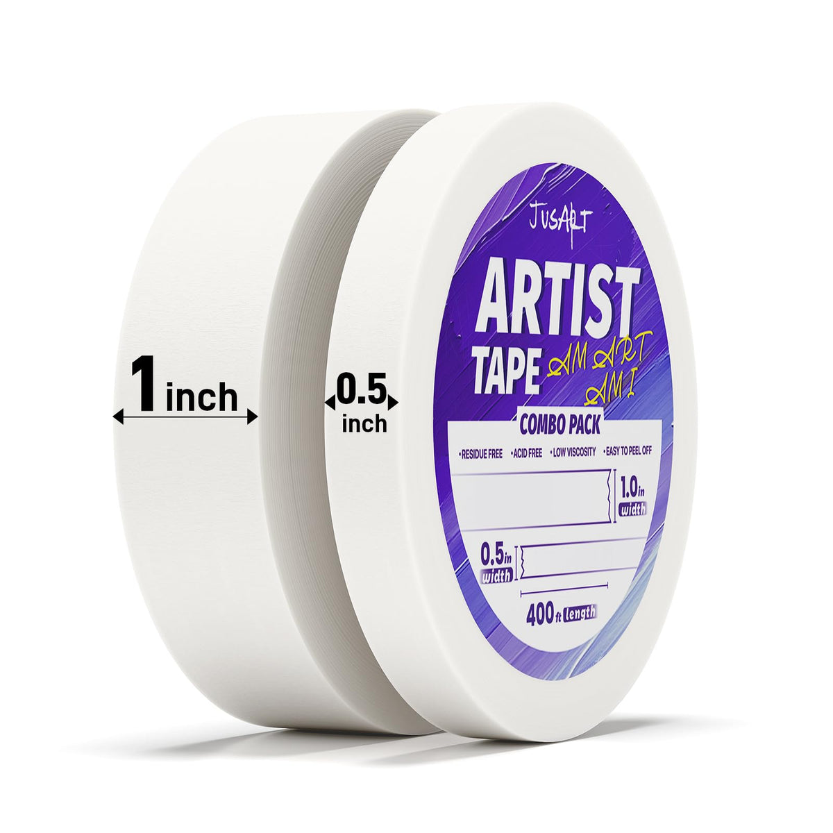 JusArt Artist Tape for Watercolor Paper, 1/2 inch Wide 200FT Long