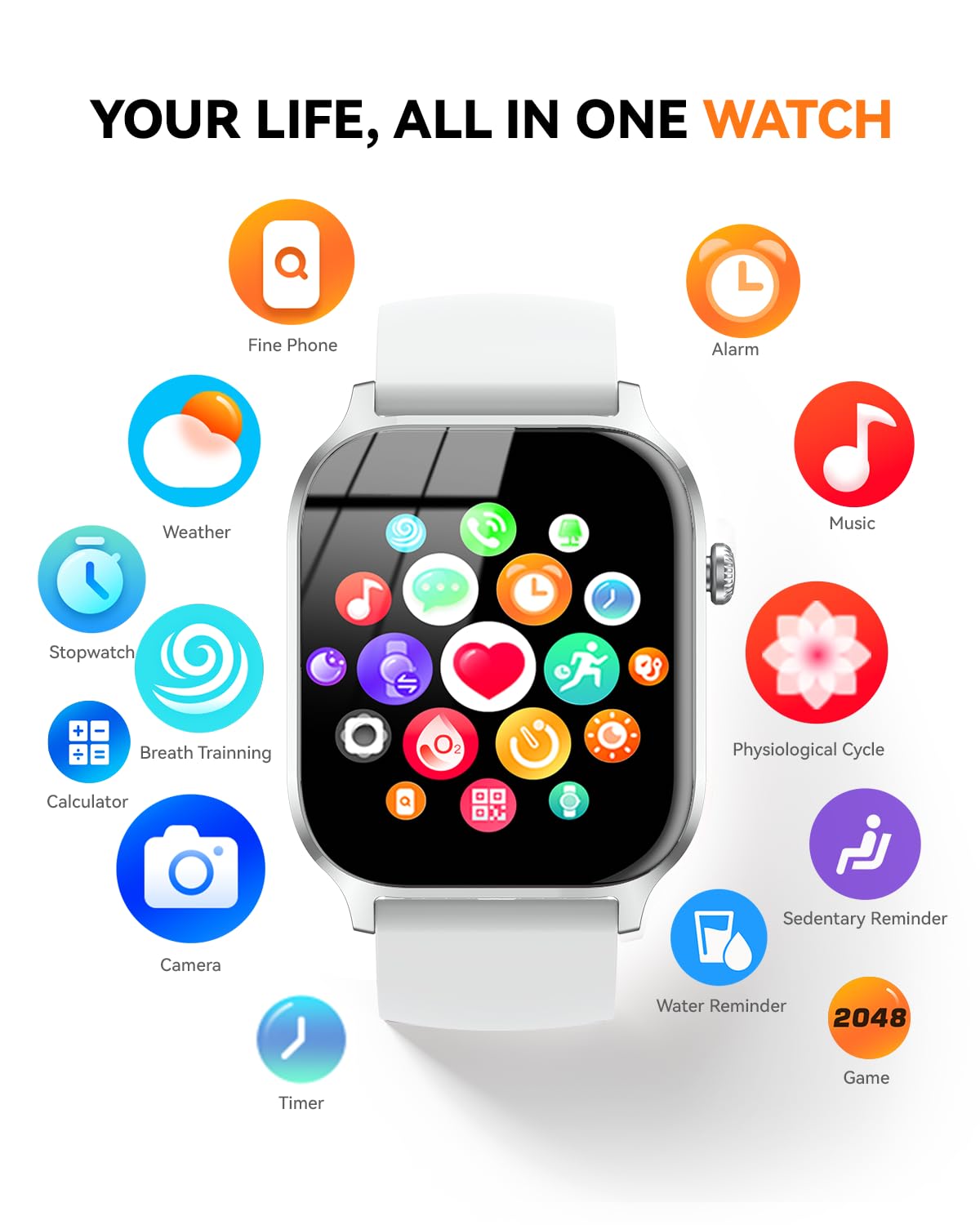Smart Watch for Men Women- Answer/Make Call, 2024 IP68 Waterproof Fitness Tracker Watch with Sleep Step Counter Activity Smartwatch for Samsung Android iPhone iOS (Black-Blue, 1.83)